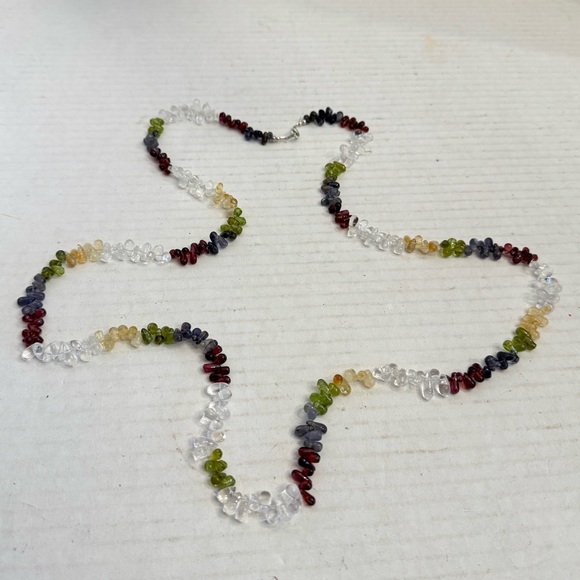 Natural Multi Gemstone Tear Drops Briolette Beaded Necklace 6-10 MM 38 Inch - Picture 13 of 16